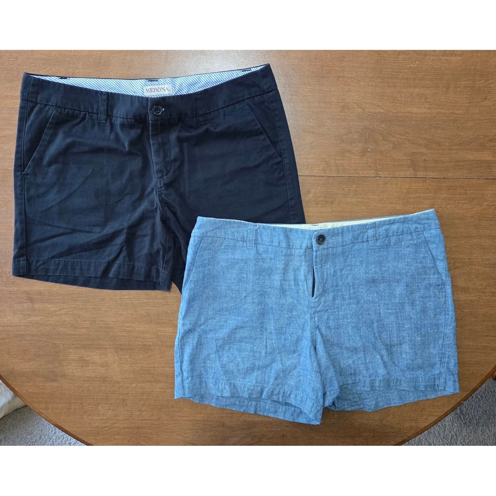 Merona Womens Chino Shorts Bundle Navy Blue and Light Blue Size 10